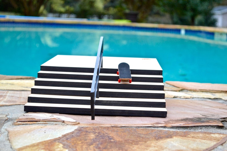 Fingerboard Ramp Obstacle Stair set. 6 Stair with Metal Rail Etsy