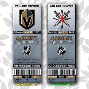 Vegas Golden Knights-Einladung, Einladungen, Vegas Golden Knights Ticket einladen, Einladungen, Tickets, Digital, Geburtstag
