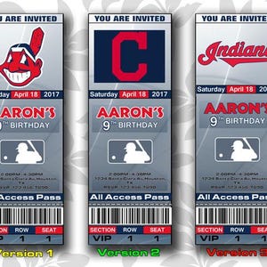 Cleveland Indians Einladung, Einladungen, Cleveland Indians Ticket einladen, Einladungen, Tickets, Digital, Geburtstag