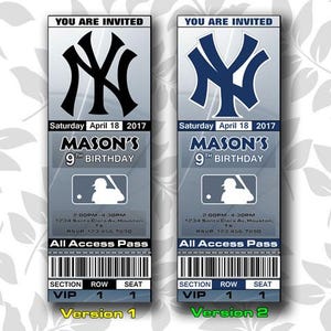 NY Yankees Einladung, Einladungen, NY Yankees Ticket einladen, Einladungen, Tickets, Digital, Geburtstag