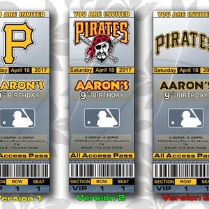 Pittsburgh Pirates Einladung, Einladungen, Pittsburgh Pirates Ticket einladen, Einladungen, Tickets, Digital, Geburtstag