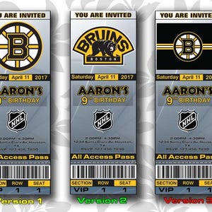Boston Bruins Einladung, Einladungen, Boston Bruins Ticket einladen, Einladungen, Tickets, Digital, Geburtstag
