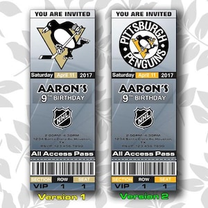 Pittsburgh Penguins Einladung, Einladungen, Dallas Stars Ticket einladen , Einladungen, Tickets, Digital, Geburtstag