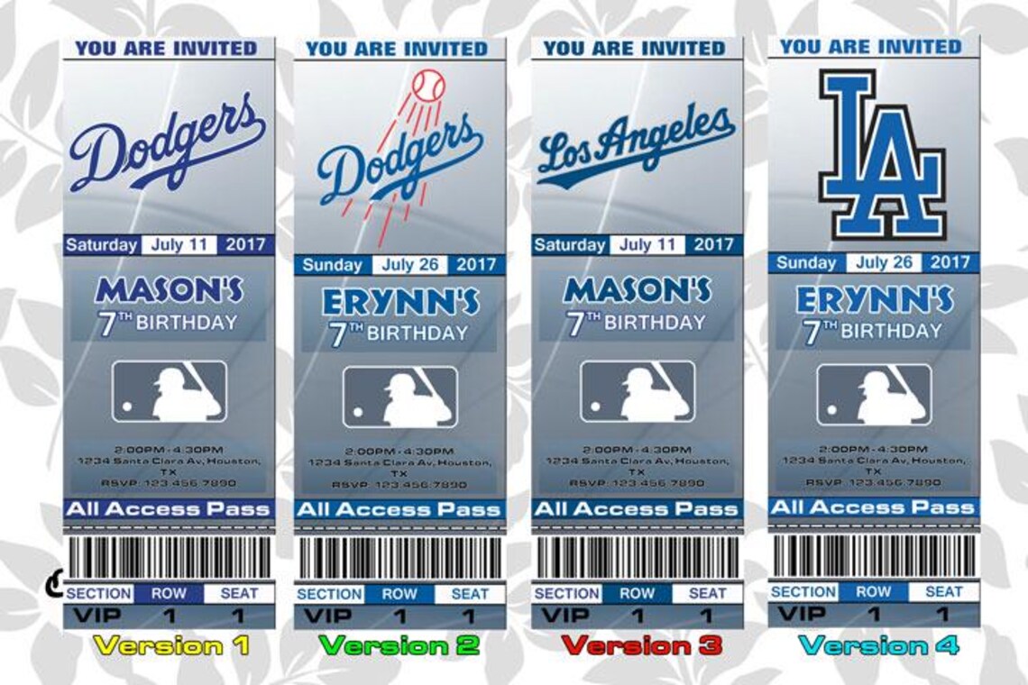 LA Dodgers Birthday Invite, Dodgers Invitation, Invites, Invitations ...