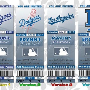 LA Dodgers Geburtstag einladen, Dodgers Einladung, Einladungen, Einladungen, Tickets