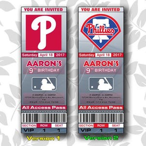 Philadelphia Phillies Invito, Inviti, Philadelphia Phillies Biglietto Invito, Inviti, Biglietti, Digitale, Compleanno