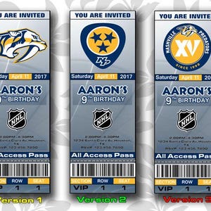 Nashville Predators Einladung, Einladungen, Nashville Predators Ticket einladen, Einladungen, Tickets, Digital, Geburtstag