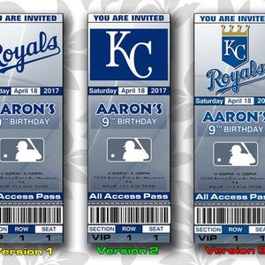 Kansas City Royals Einladung, Einladungen, Kansas City Royals Ticket Einladung, Einladungen, Tickets, Digital, Geburtstag
