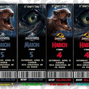 Jurassic Park Geburtstag einladen, Jurassic Worl Einladung, Einladungen, Tickets, Printable Einladungen