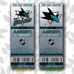 San Jose Sharks Einladung, Einladungen, San Jose Sharks Ticket einladen, Einladungen, Tickets, Digital, Geburtstag