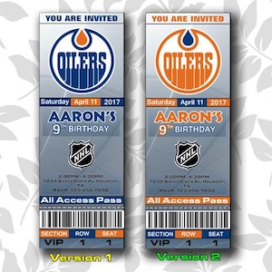 Edmonton Oilers Einladung, Einladungen, Edmonton Oilers Ticket einladen, Einladungen, Tickets, Digital, Geburtstag