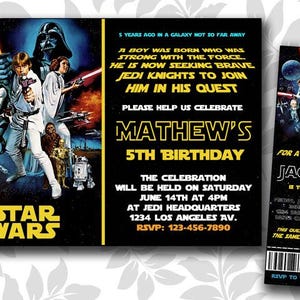 Invito di compleanno classico di Star Wars, invito, inviti, biglietto, tema, download digitale