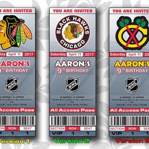 Chicago Blackhawks Einladung, Einladungen, Chicago Blackhawks Ticket einladen, Einladungen, Tickets, Digital, Geburtstag