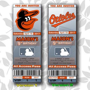 Baltimore Orioles Geburtstag einladen, Baltimore Orioles Einladung, Einladungen, Einladungen, Tickets