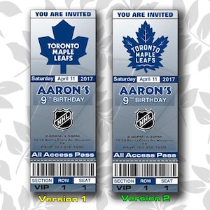 Toronto Maple Leafs-Einladung, Einladungen, Maple Leafs Ticket einladen, Einladungen, Tickets, Digital, Geburtstag