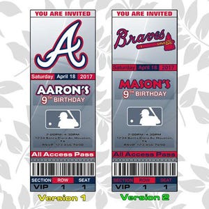 Atlanta Braves Einladung, Einladungen, Atlanta Braves Ticket einladen , Einladungen, Tickets, Digital, Geburtstag