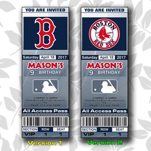 Boston Red Sox Geburtstag einladen, Boston Red Sox-Einladung, Einladungen, Einladungen, Tickets
