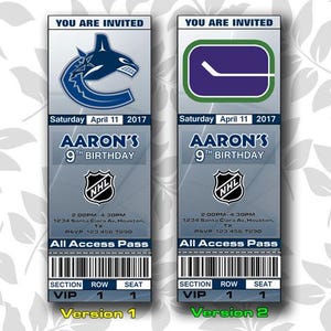 Vancouver Canucks Einladung, Einladungen, Vancouver Canucks Ticket einladen, Einladungen, Tickets, Digital, Geburtstag