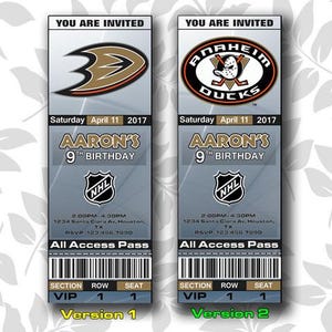 Anaheim Ducks Einladung, Einladungen, Anaheim Ducks Ticket einladen, Einladungen, Tickets, Digital, Geburtstag