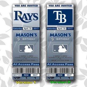 Tampa Bay Rays Geburtstag einladen, Tampa Bay Rays Einladung, Einladungen, Einladungen, Tickets