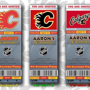 Calgary Flames Einladung, Einladungen, Calgary Flames Ticket einladen, Einladungen, Tickets, Digital, Geburtstag