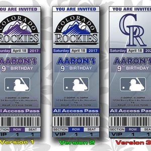 Colorado Rockies Einladung, Einladungen, Colorado Rockies Ticket einladen, Einladungen, Tickets, Digital, Geburtstag
