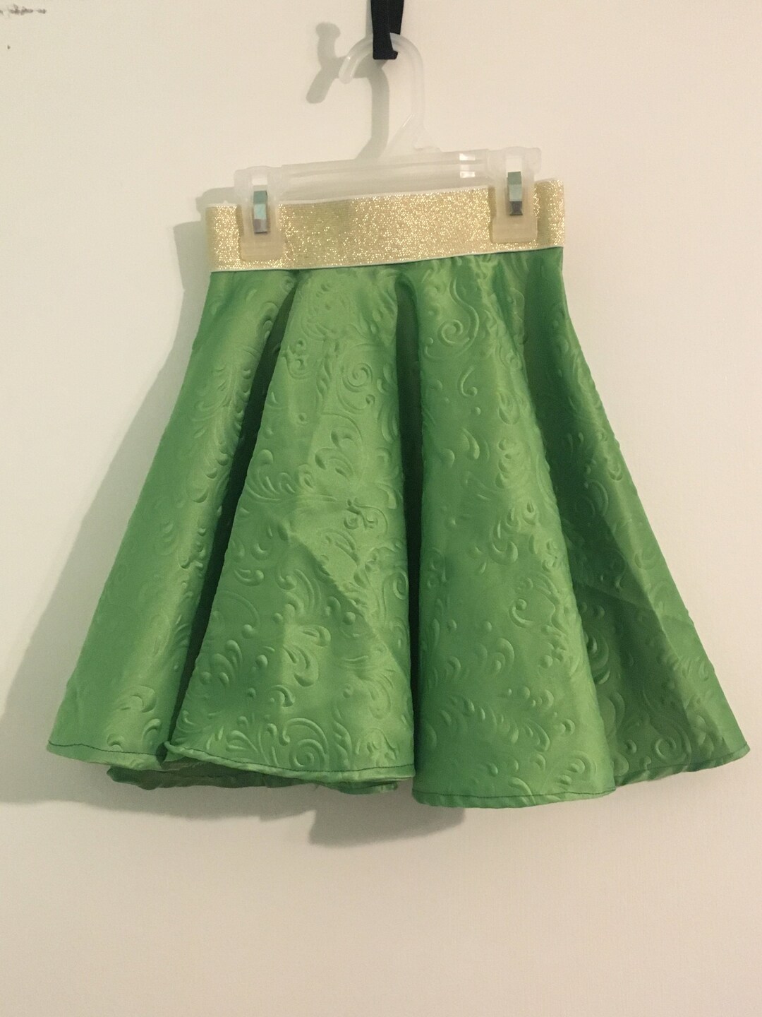 Green Circle Skirt With Gold Waist Band Etsy