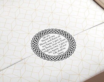 Outlander Vows Round Vinyl Sticker - Celtic Braid Ring - 5 Sizes - Jamie Fraser's Vow to Claire Fraser, Romantic!