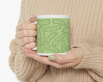 Gürkchen-Liebhaber-Keramikbecher, lustiges Bürogeschenk mit Gürkchen, 11 Unzen 15 Unzen Tasse, Gürkchen-Liebhaber-Geschenk, Gürkchenbecher, Gürkchen-Küchendekor, Gurkengeschenk für