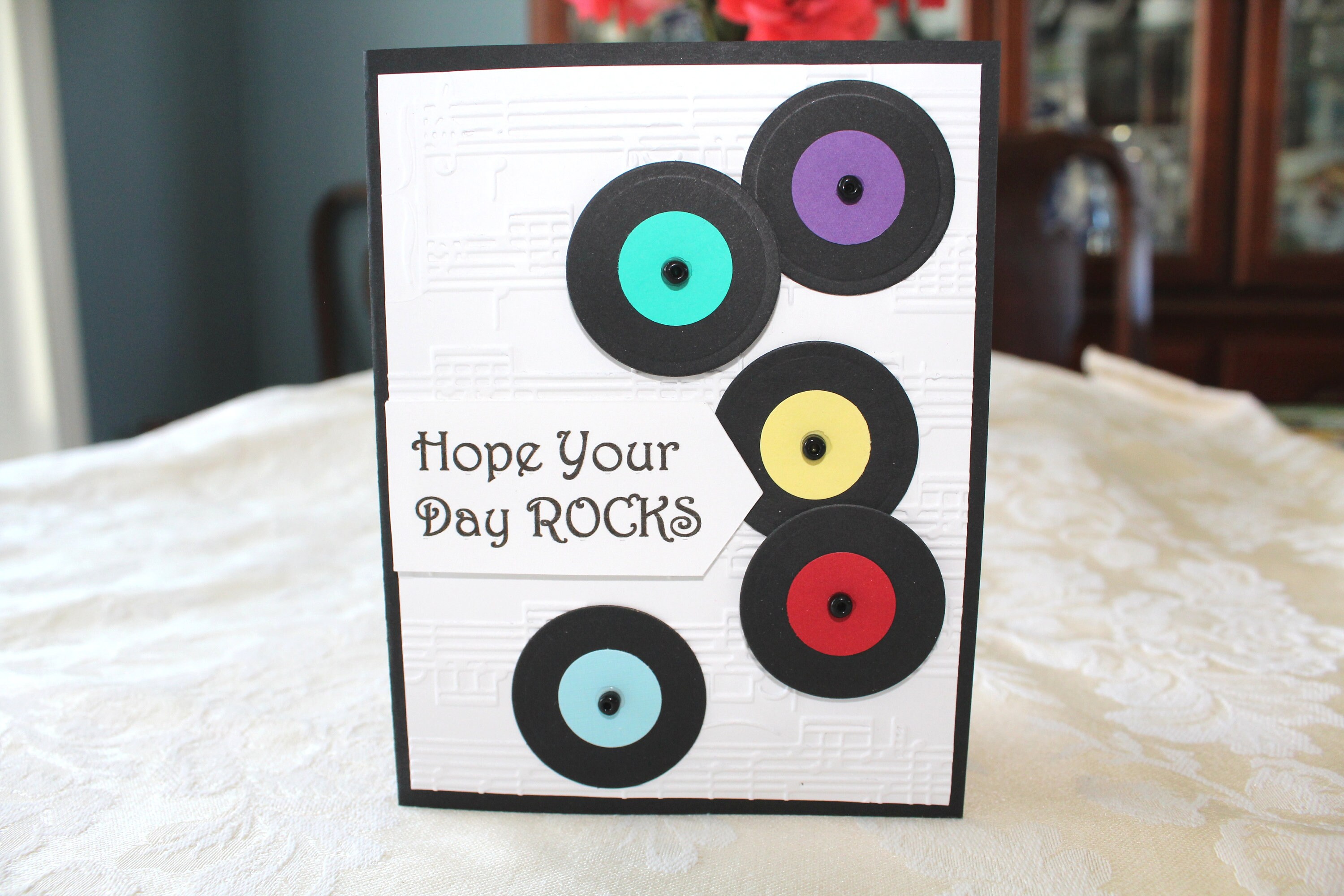 Hope Your Day ROCKS with Embossed Musical Notes Handmade 3D Etsy