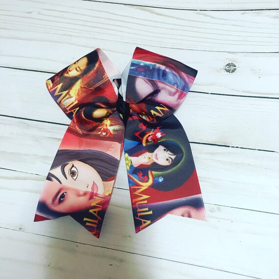 Etsy: Mulan bow, Mulan movie bow, Mulan cheer bow, Disney bow, Disney cheer bow, cheer bow, Cheerleading bow, hair bows, handmade bows,