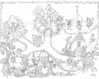 Fairy Garden Coloring Poster