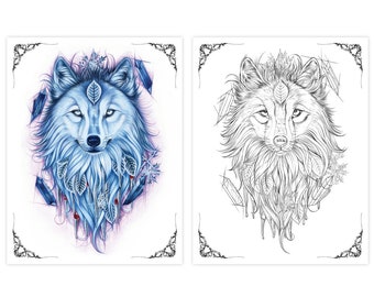 Wolf Tattoo Flash | Etsy
