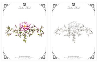 Lotus Flower Tattoo Flash: Printable Floral Tattoo Design (Digital Download)