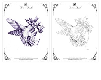 Hummingbird Tattoo Flash: Watercolor Style (Digital Download)