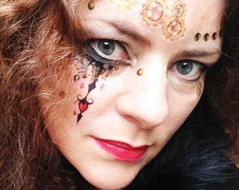 Steampunk Temporary Tattoo: Halloween Cosplay Makeup