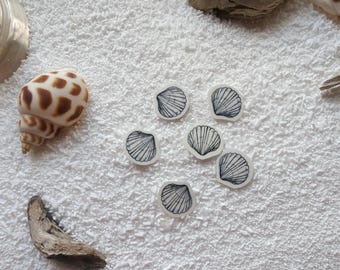 Mini Clam Temporary Tattoo: Set of 6, Handmade Sailor Tattoo