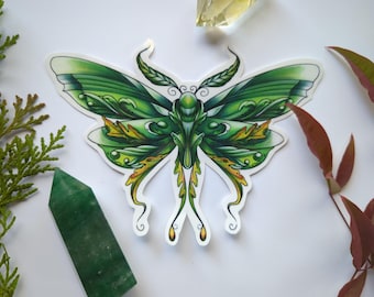 Green Moth Temporary Tattoo: Autumn Insect Body Art