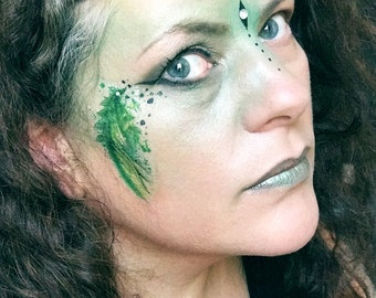 Fairy Makeup, Poison Ivy Tattoo, Party Tattoo, Absinthe Fairy Makeup, Fairy Cosplay, Fairy Tattoo, Temporary Tattoo