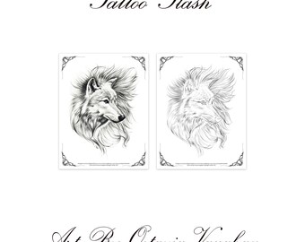 Wolf Tattoo Flash Art: Winter Wolf Design (Digital Download)