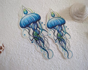 Jellyfish Temporary Tattoo: Beach Mermaid Tattoo, Realistic Design