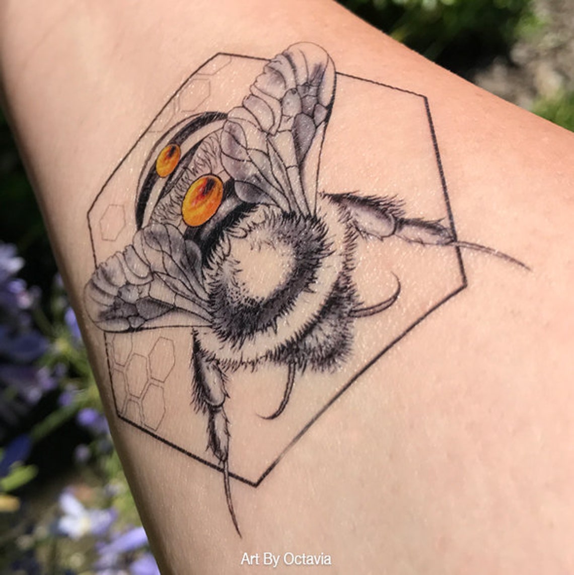 Bee Temporary Tattoo Geometric Temporary Tattoo Bee Body Etsy Australia