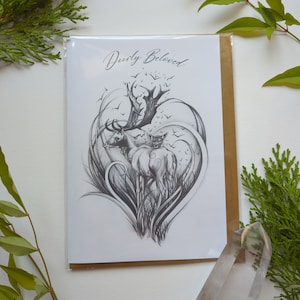 Cerf bien-aimé, Carte de voeux cerf, Carte vierge, Carte d'anniversaire, Carte de mariage, Carte d'anniversaire, Carte de la Saint-Valentin, Carte de voeux, Cadeau cerf