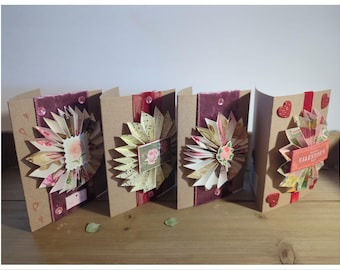 Handmade Valentines Pinwheel Card | Kraft Art Card | One of A Kind