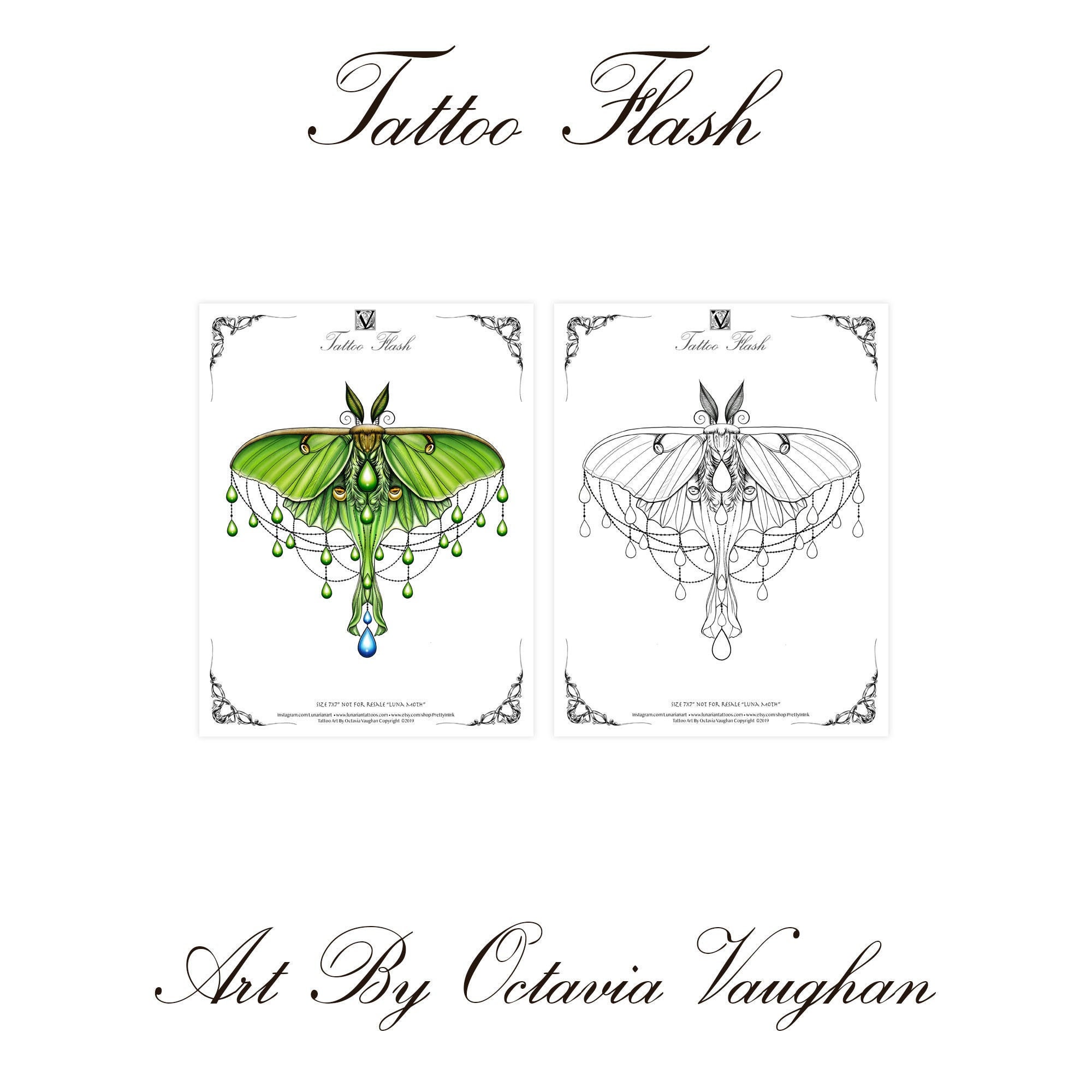 Moth Tattoo Flash Moth Tattoo Tattoo Flash Luna Moth Gift Etsy