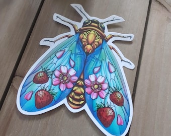 Bug Tattoo, Bug Temporary Tattoo, Temporary Tattoo, Floral Bug Tattoo, A Cute Strawberry Bug Tattoo. Yummy Strawberries