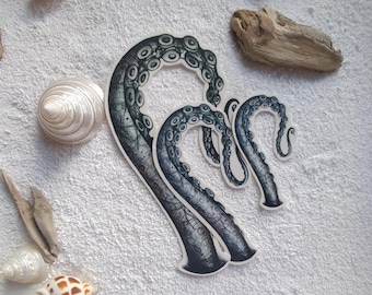 Realistic Octopus Temporary Tattoo: Tentacle Wrap, Detailed Design