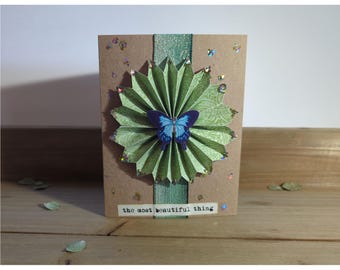 Handmade Butterfly Pinwheel Card | Kraft Art Card | One of A Kind | The Most Beautiful Thing