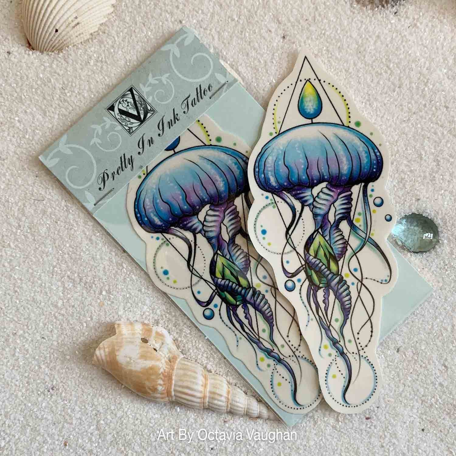 Jellyfish Tattoo Jellyfish Temporary Tattoo Temporary Etsy