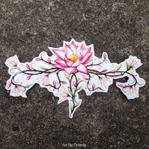 Flower Temporary Tattoo, Lotus Flower, Floral Temporary Tattoo, Lotus Tattoo, Pretty Lotus Design For any Occassion